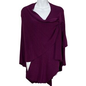 Parkhurst Cotton Blend Covi Ruana Wrap Sweater Shawl Purple NEW OS